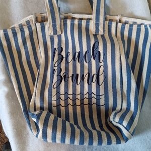 Striped Blue and White Tote Bag